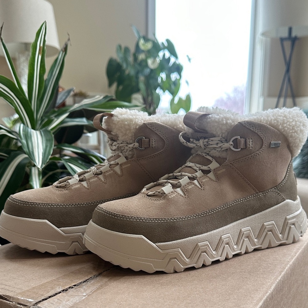 UGG Taupe Suede Cozy Shearling-Lined Boots